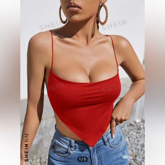 Red Tie Halter Top - Picture 1 of 4